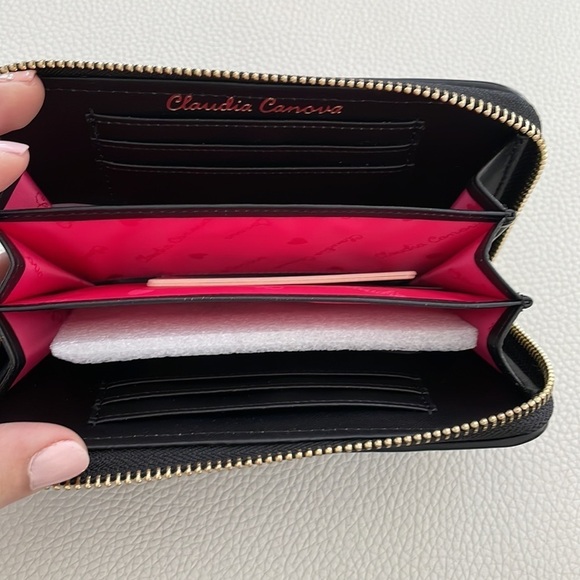 Host Pick 🌟 ASOS Claudia Canova Black Zip Around Quilted Wallet NWT - Picture 8 of 9